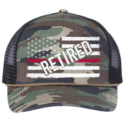 Thin Red Line Flag Retired Firefighter Retiret Fire Servi Gift Retro Rope Trucker Hat Cap