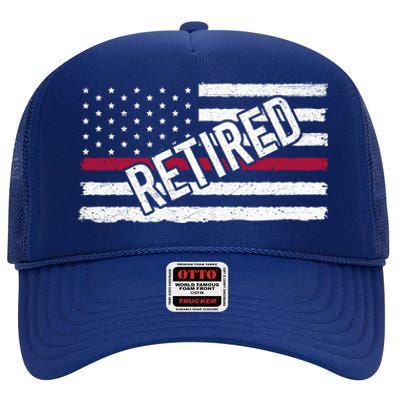 Thin Red Line Flag Retired Firefighter Retiret Fire Servi Gift High Crown Mesh Back Trucker Hat