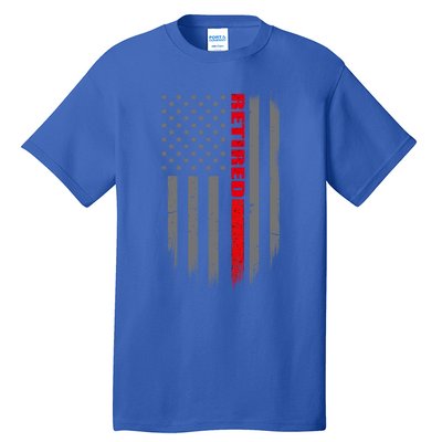 Thin Red Line Flag Retired Firefighter Gift Tall T-Shirt