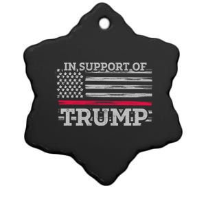 Thin Red Line In Support Of Trump Fire Fighters Cool Gift Ceramic Star Ornament