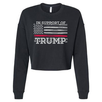 Thin Red Line In Support Of Trump Fire Fighters Cool Gift Cropped Pullover Crew