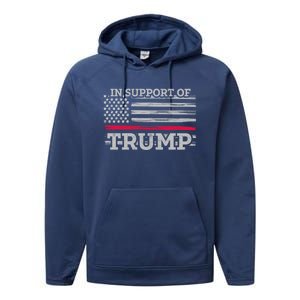 Thin Red Line In Support Of Trump Fire Fighters Cool Gift Performance Fleece Hoodie