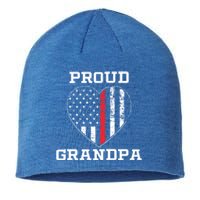 Thin Red Line Proud Firefighter Grandpa Gift Sustainable Beanie