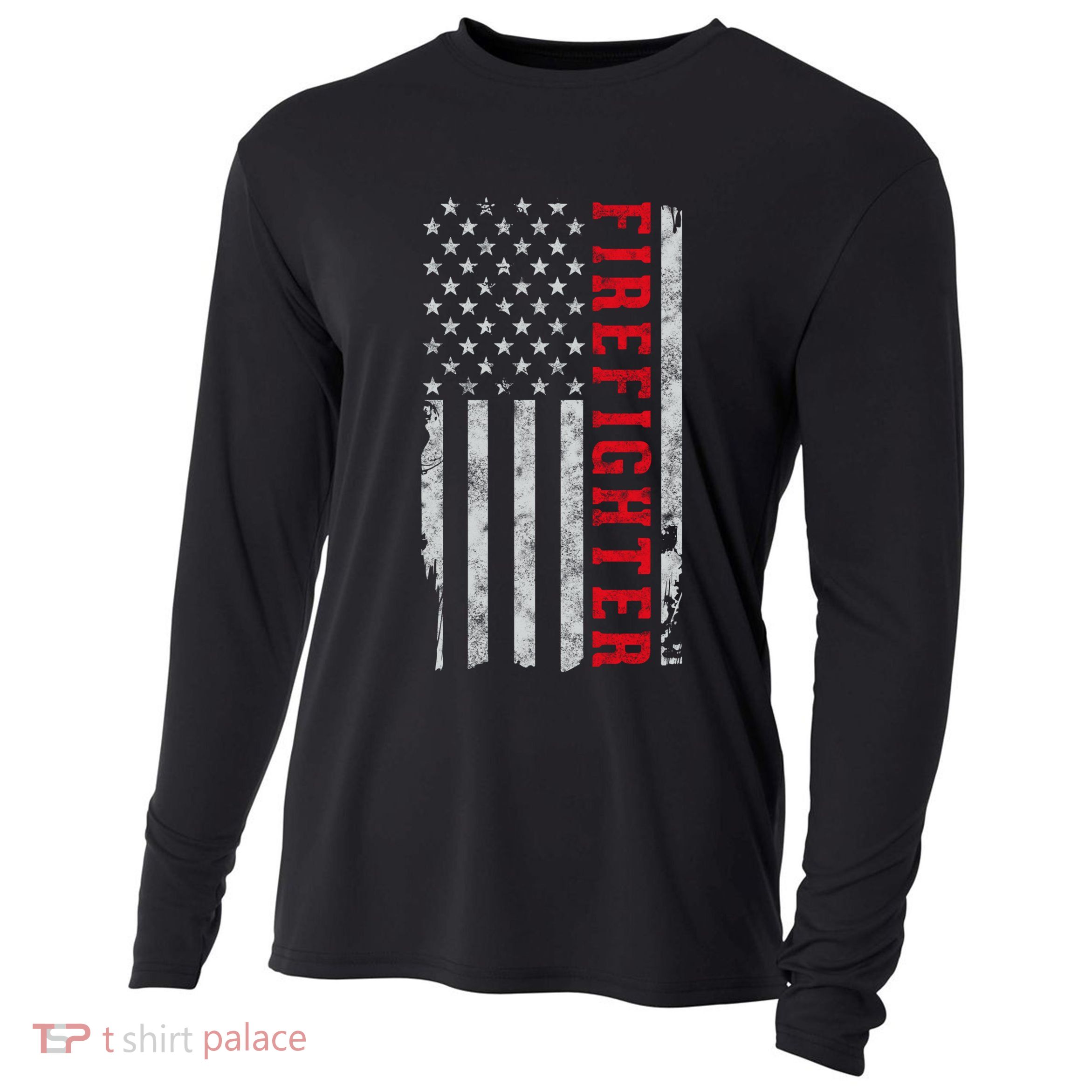 Thin Red Line Usa Flag Firefighter Gift For 4th Of July Gift Cooling Performance Long Sleeve Crew
