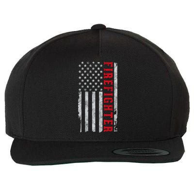 Thin Red Line Usa Flag Firefighter Gift For 4th Of July Gift Wool Snapback Cap