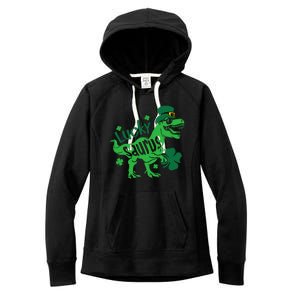 T Rex Lucky Saurus Rex St Patricks Day Women's Fleece Hoodie