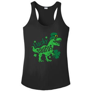 T Rex Lucky Saurus Rex St Patricks Day Ladies PosiCharge Competitor Racerback Tank