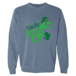 T Rex Lucky Saurus Rex St Patricks Day Garment-Dyed Sweatshirt