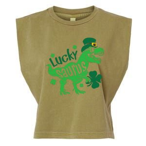 T Rex Lucky Saurus Rex St Patricks Day Garment-Dyed Women's Muscle Tee