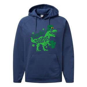 T Rex Lucky Saurus Rex St Patricks Day Performance Fleece Hoodie