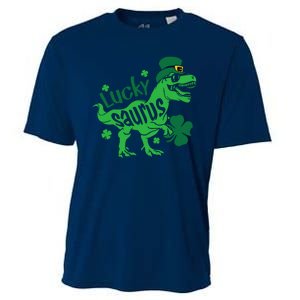 T Rex Lucky Saurus Rex St Patricks Day Cooling Performance Crew T-Shirt