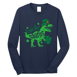 T Rex Lucky Saurus Rex St Patricks Day Long Sleeve Shirt