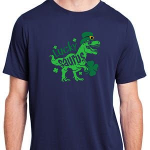 T Rex Lucky Saurus Rex St Patricks Day Adult ChromaSoft Performance T-Shirt