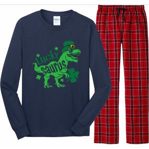 T Rex Lucky Saurus Rex St Patricks Day Long Sleeve Pajama Set