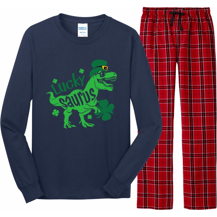 T Rex Lucky Saurus Rex St Patricks Day Long Sleeve Pajama Set