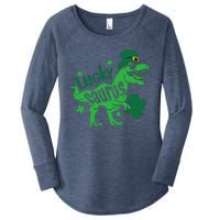 T Rex Lucky Saurus Rex St Patricks Day Women's Perfect Tri Tunic Long Sleeve Shirt