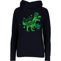 T Rex Lucky Saurus Rex St Patricks Day Womens Funnel Neck Pullover Hood