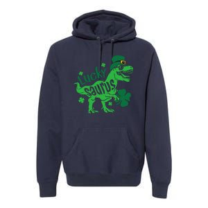 T Rex Lucky Saurus Rex St Patricks Day Premium Hoodie