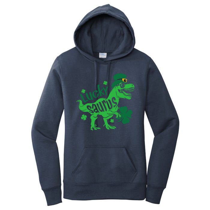 T Rex Lucky Saurus Rex St Patricks Day Women's Pullover Hoodie