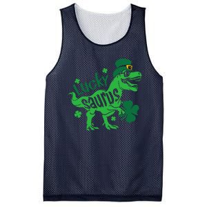 T Rex Lucky Saurus Rex St Patricks Day Mesh Reversible Basketball Jersey Tank