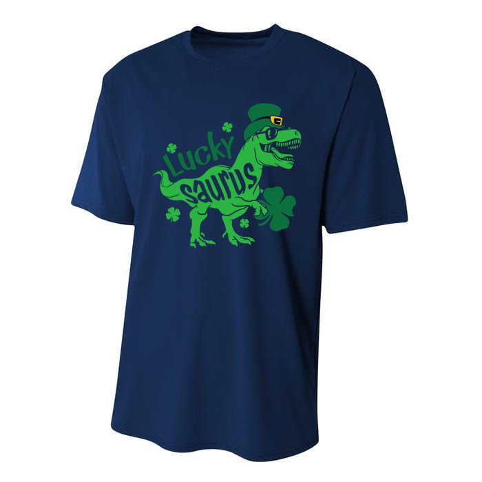 T Rex Lucky Saurus Rex St Patricks Day Performance Sprint T-Shirt