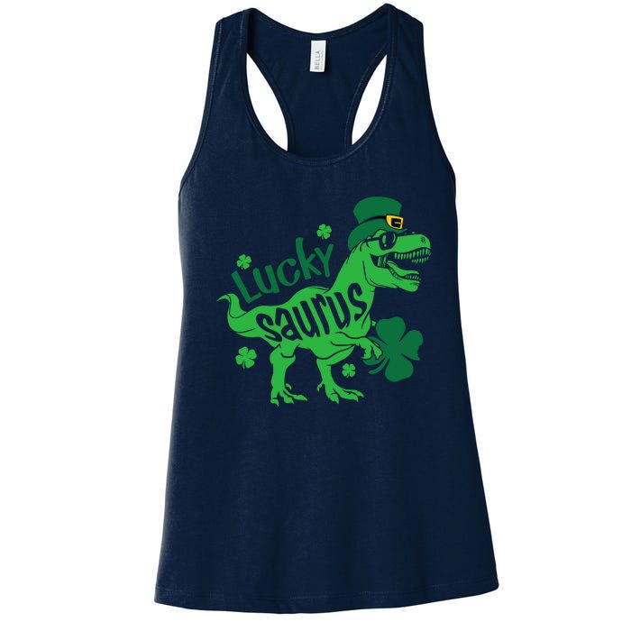 T Rex Lucky Saurus Rex St Patricks Day Women's Racerback Tank