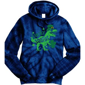 T Rex Lucky Saurus Rex St Patricks Day Tie Dye Hoodie