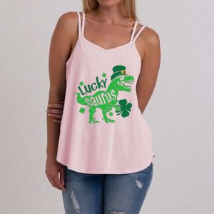 T Rex Lucky Saurus Rex St Patricks Day Women's Strappy Tank