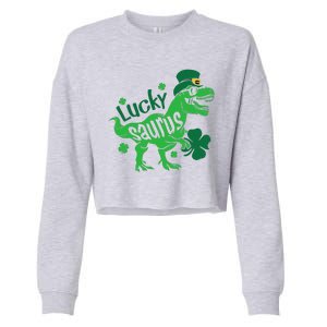 T Rex Lucky Saurus Rex St Patricks Day Cropped Pullover Crew