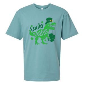 T Rex Lucky Saurus Rex St Patricks Day Sueded Cloud Jersey T-Shirt