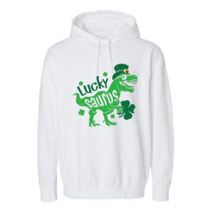 T Rex Lucky Saurus Rex St Patricks Day Garment-Dyed Fleece Hoodie