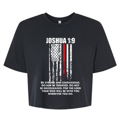 Thin Red Line Firefighter Bible Verse Christian Bella+Canvas Jersey Crop Tee