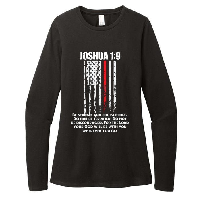 Thin Red Line Firefighter Bible Verse Christian Womens CVC Long Sleeve Shirt