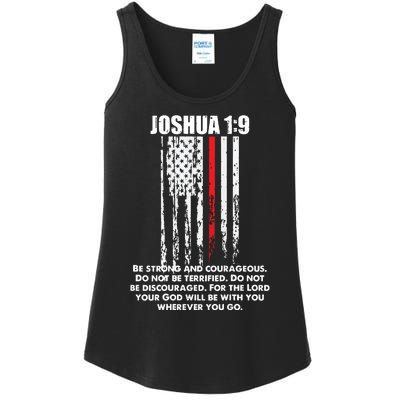 Thin Red Line Firefighter Bible Verse Christian Ladies Essential Tank