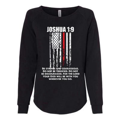 Thin Red Line Firefighter Bible Verse Christian Womens California Wash Sweatshirt