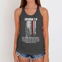 Thin Red Line Firefighter Bible Verse Christian Women's Knotted Racerback Tank