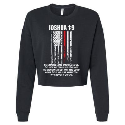 Thin Red Line Firefighter Bible Verse Christian Cropped Pullover Crew