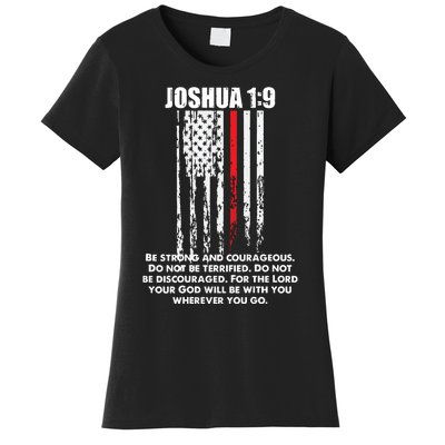 Thin Red Line Firefighter Bible Verse Christian Women's T-Shirt