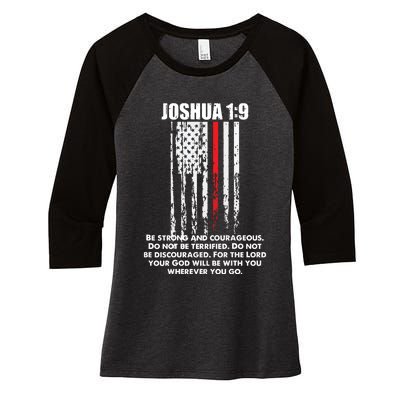 Thin Red Line Firefighter Bible Verse Christian Women's Tri-Blend 3/4-Sleeve Raglan Shirt