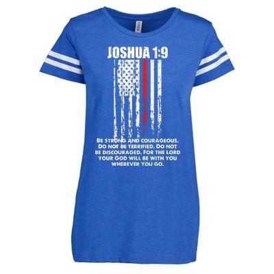 Thin Red Line Firefighter Bible Verse Christian Enza Ladies Jersey Football T-Shirt