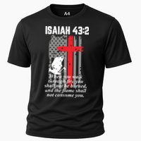 Thin Red Line Firefighter Cross Bible Verse American Flag Cooling Performance Crew T-Shirt