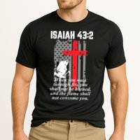 Thin Red Line Firefighter Cross Bible Verse American Flag Cooling Performance Crew T-Shirt