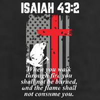 Thin Red Line Firefighter Cross Bible Verse American Flag 15oz Campfire Ceramic Mug