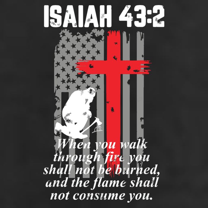 Thin Red Line Firefighter Cross Bible Verse American Flag 15oz Campfire Ceramic Mug