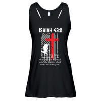 Thin Red Line Firefighter Cross Bible Verse American Flag Ladies Essential Flowy Tank