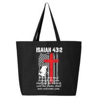 Thin Red Line Firefighter Cross Bible Verse American Flag 25L Jumbo Tote