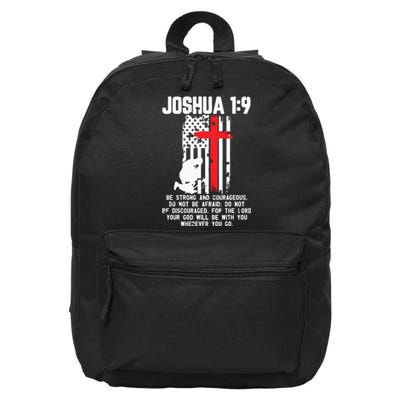 Thin Red Line Firefighter Cross Bible Verse Christian 16 in Basic Backpack