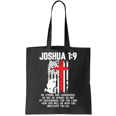 Thin Red Line Firefighter Cross Bible Verse Christian Tote Bag