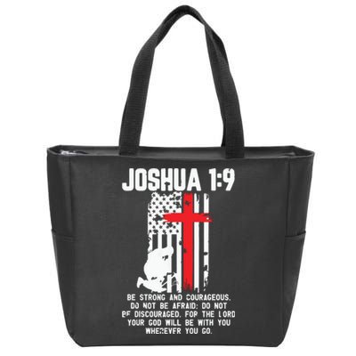 Thin Red Line Firefighter Cross Bible Verse Christian Zip Tote Bag