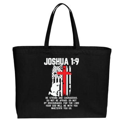 Thin Red Line Firefighter Cross Bible Verse Christian Cotton Canvas Jumbo Tote